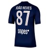 Paris Saint-Germain Joao Neves 87 Hjemmebanesæt 2025-26 Kortærmet